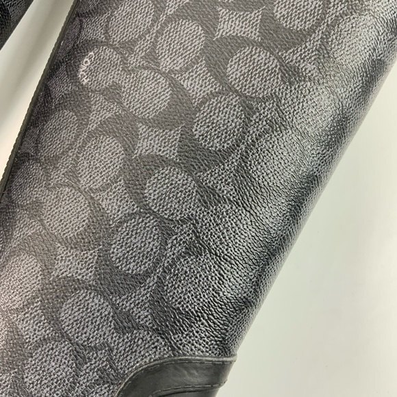 New Coach Monogrammed Tall Pull-on Rain Boots Black Gray 5 - Picture 8 of 11